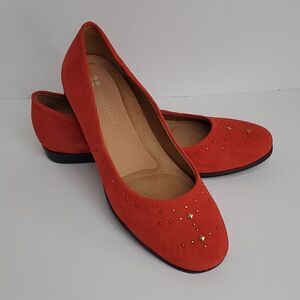 Naturalizer Joana  Red Studded Leather Comfort Flats Size 9N